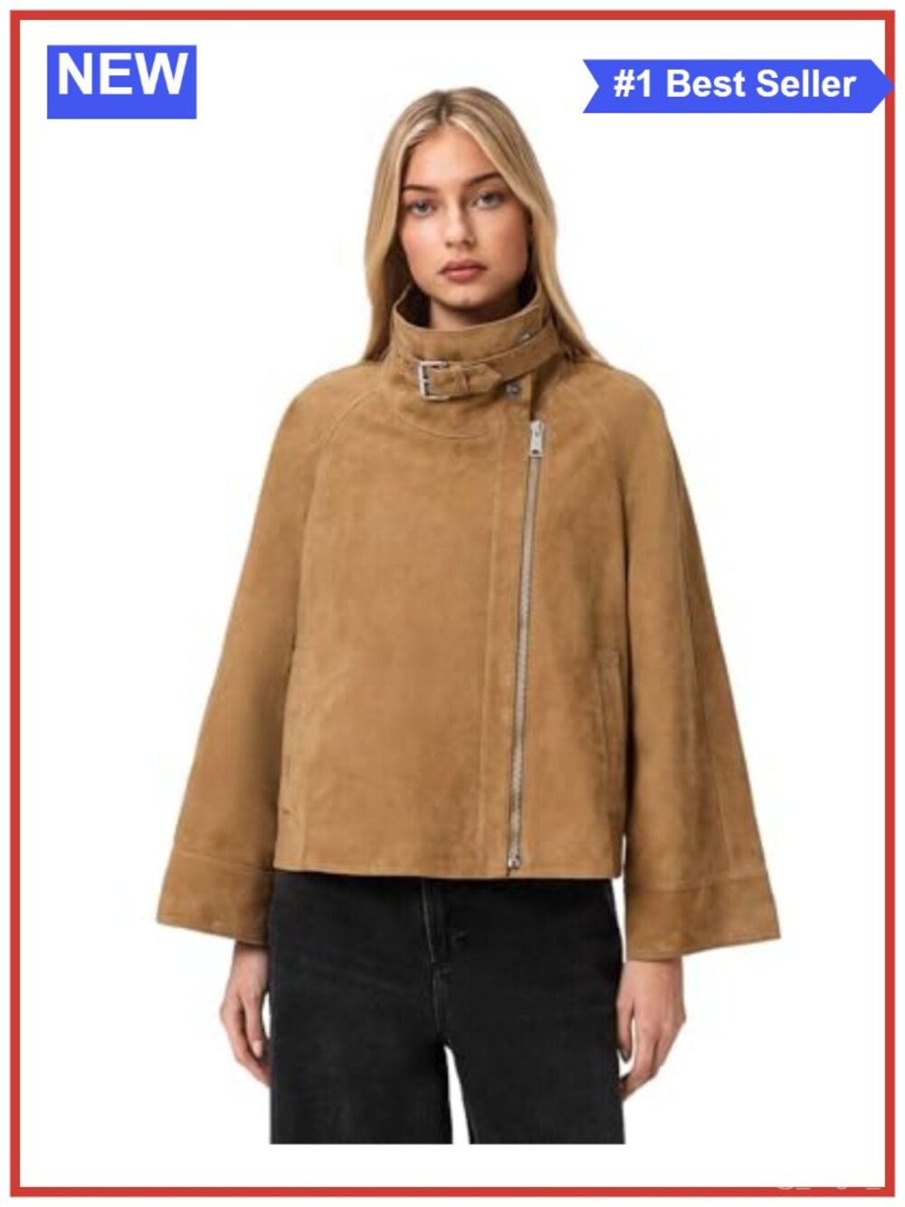 Rhodes Suede Overcoat Long Sleeve Notch Collar Zipper Casual Jacket